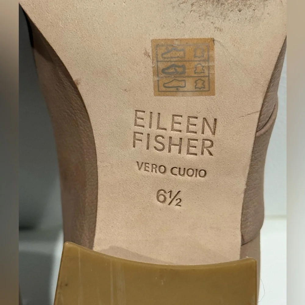 Eileen Fisher Fayo Block Heel Booties Women's Tan Leather Size 6.5